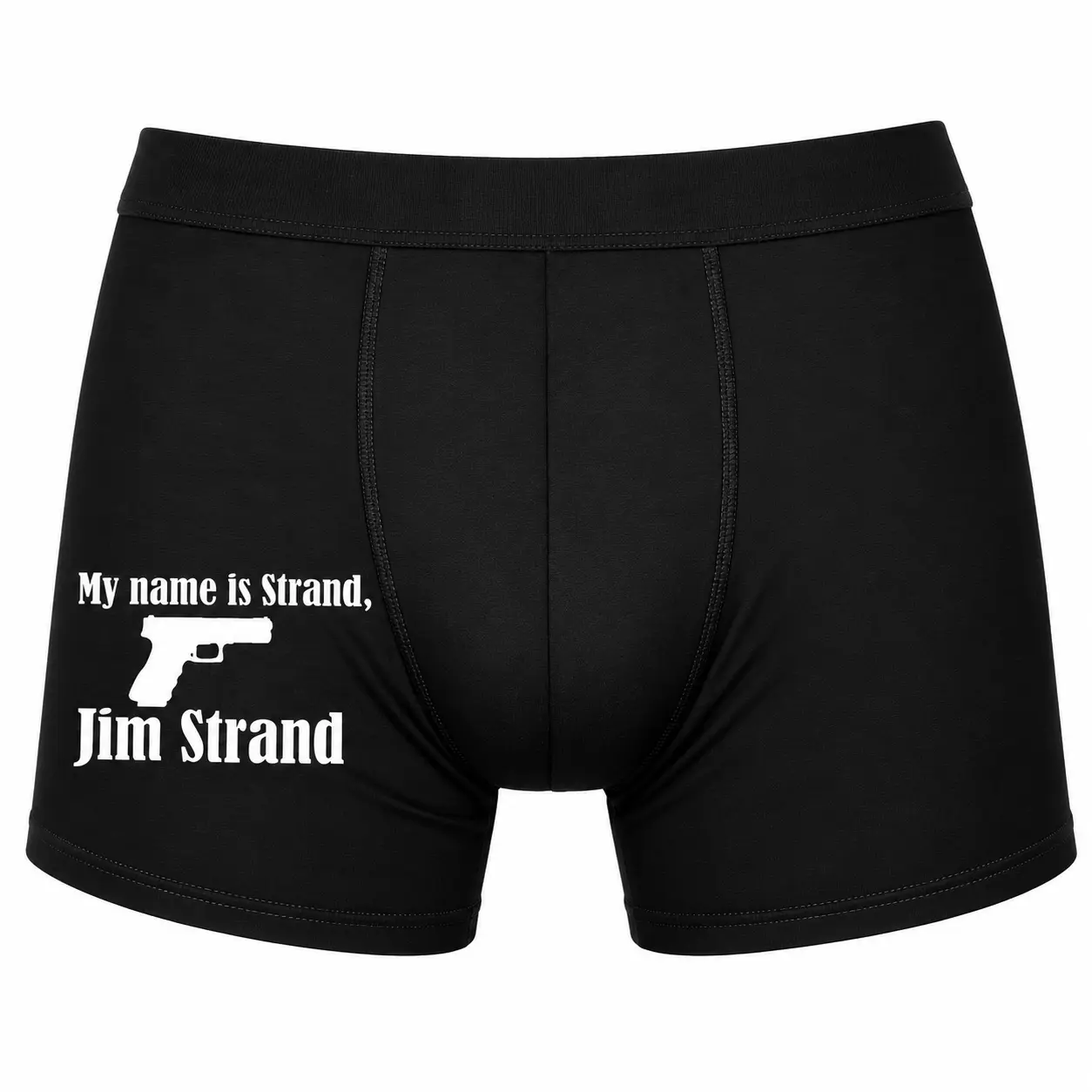 Roliga boxerkalsonger med eget namn – My Name Is Svarta boxerkalsonger med valfritt namn och James Bond-inspirerat tryck – personliga herrkalsonger med eget namn.