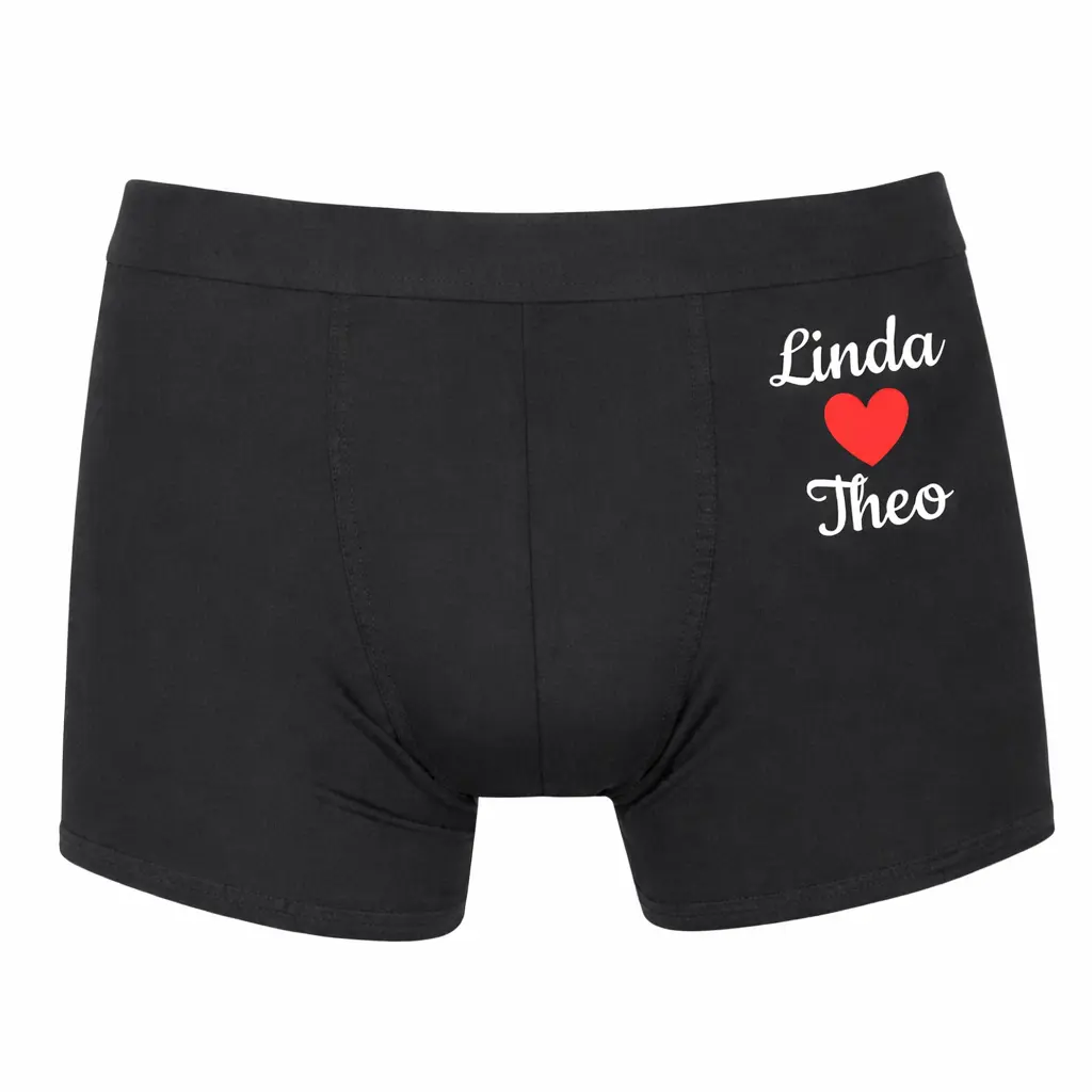 kalsonh love med egna namn Boxershorts med två namn och ett hjärta emellan – personlig och romantisk design.