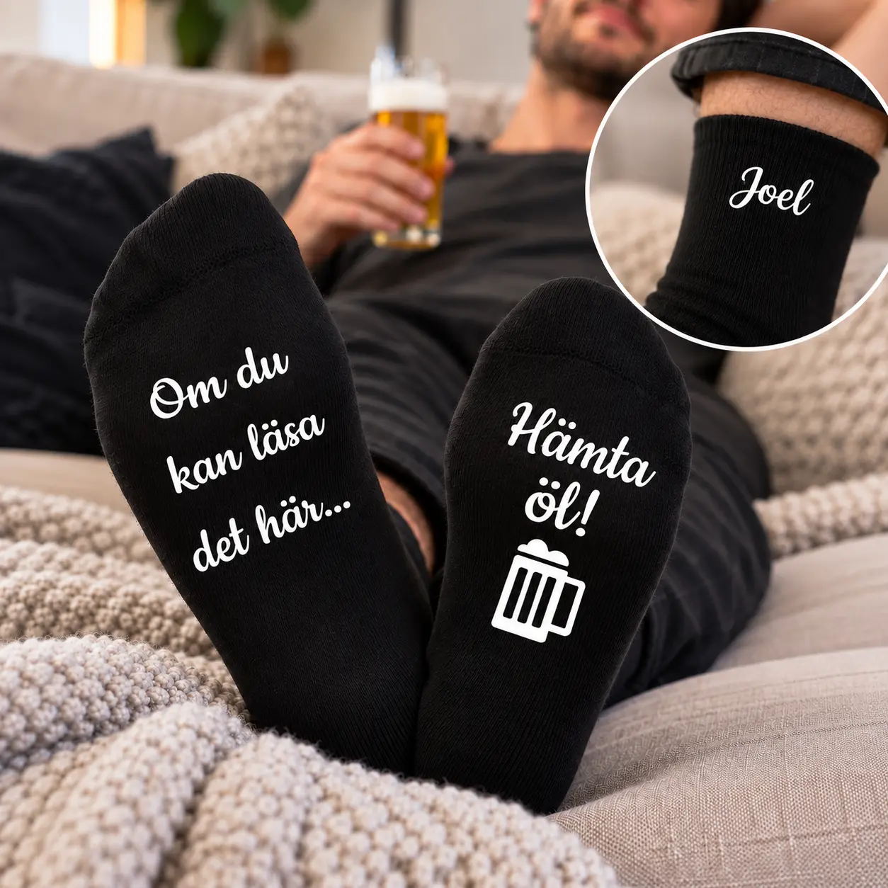 Roliga ölstrumpor – Om du kan läsa det här, hämta öl! strumpor hämta öl med eget namn